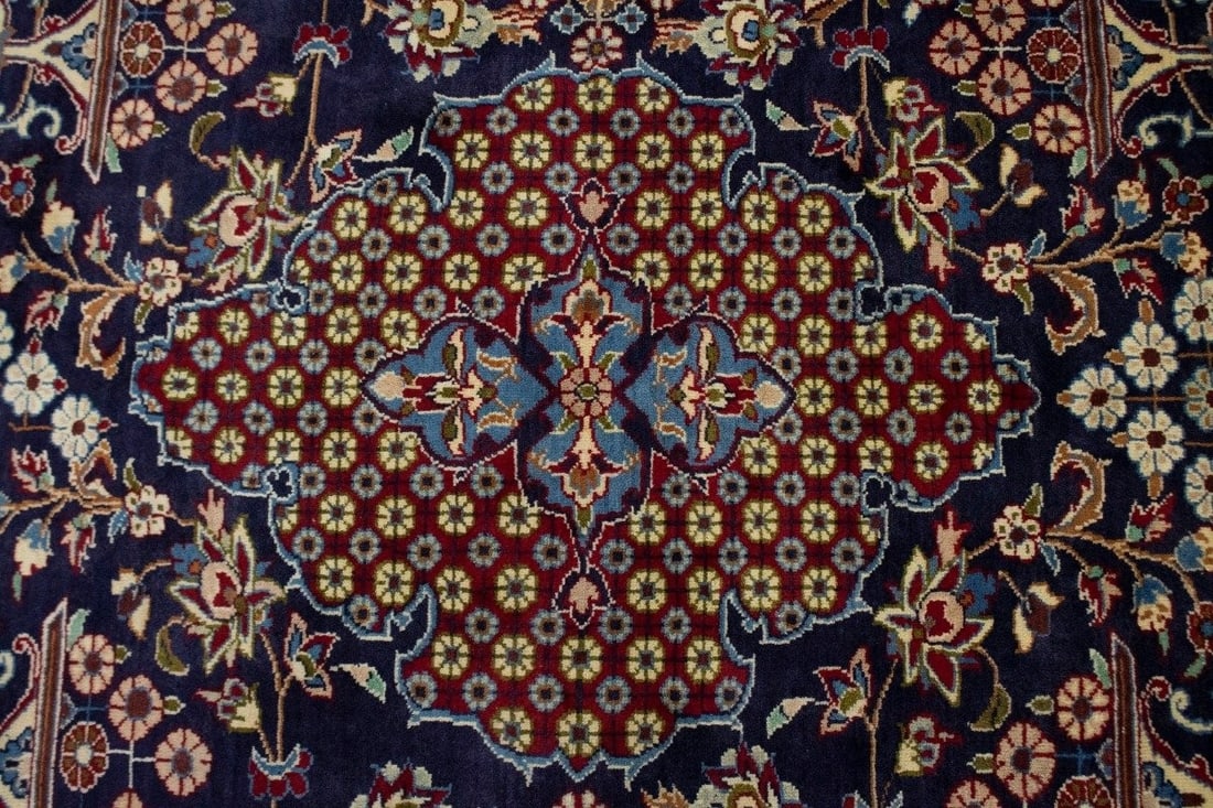 Vintage Hand-Knotted Oriental Area Rug Floral Design 11'8 x 8'2 Wool - 5