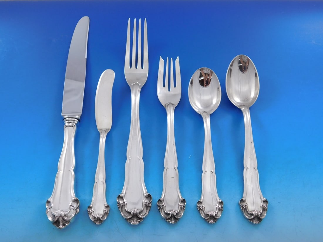 72 Piece Sterling Silver Flatware Service for 12 Buccellati Grande Imperiale: 72 Piece Sterling Silver Flatware Service for 12 Buccellati Grande Imperiale This is a Grande Imperiale flatware set by Buccellati, crafted in Italy from sterling silver. The set is in Baroque and Roc