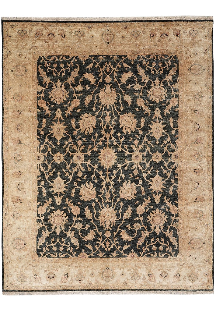 8 x 9.8 Charcoal Black Natural Wool Chobi Peshawar Rug: 8 x 9.8 Charcoal Black Natural Wool Chobi Peshawar Rug Free continental US Shipping This 8 x 9.8 Charcoal Black Natural Wool Chobi Peshawar rug is hand-knotted using high-quality natural wool and feat