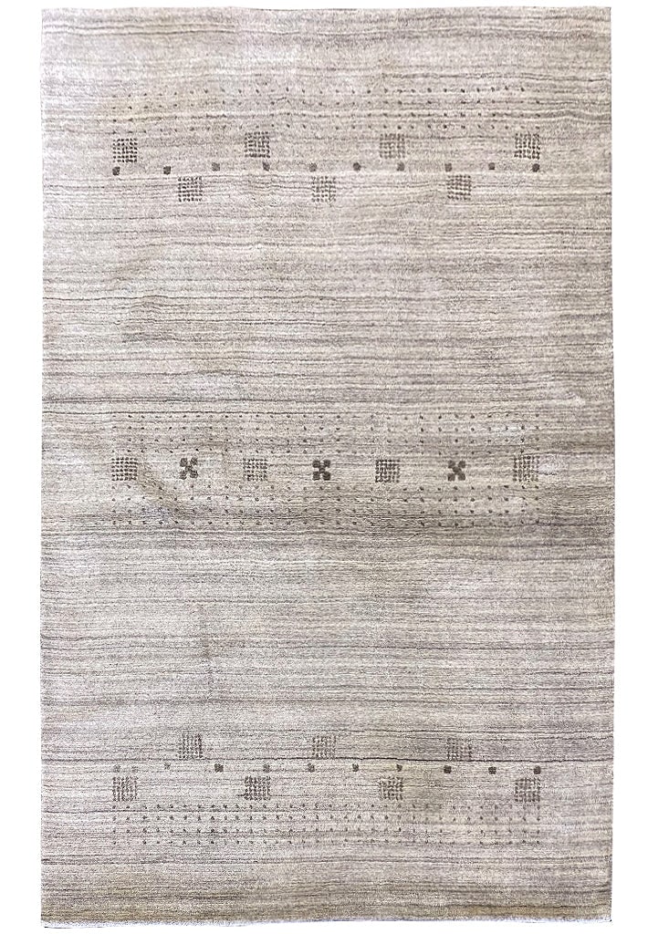 Handmade 4' x 6' Gray Wool Gabbeh Area Rug Modern Design (1 of 11)