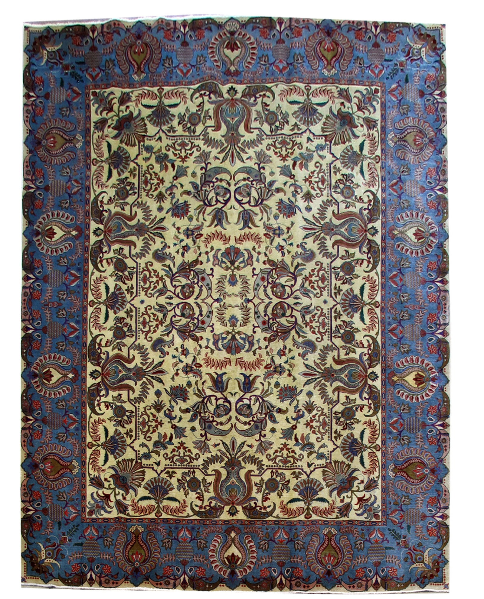Handmade Persian Tabriz Rug 10 x 13'4 Ivory Wool Silk Floral Iran Signed: Handmade Persian Tabriz Rug 10 x 13'4 Ivory Wool Silk Floral Iran Signed Free continental US Shipping Elevate your home with this exquisite 9' 10" x 13' 4" Ivory Persian Tabriz Rug, handcrafted by ski