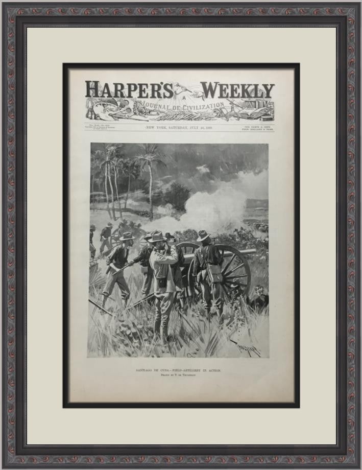 Framed Harper's Weekly 1898 Santiago de Cuba artillery cover (1 of 2)