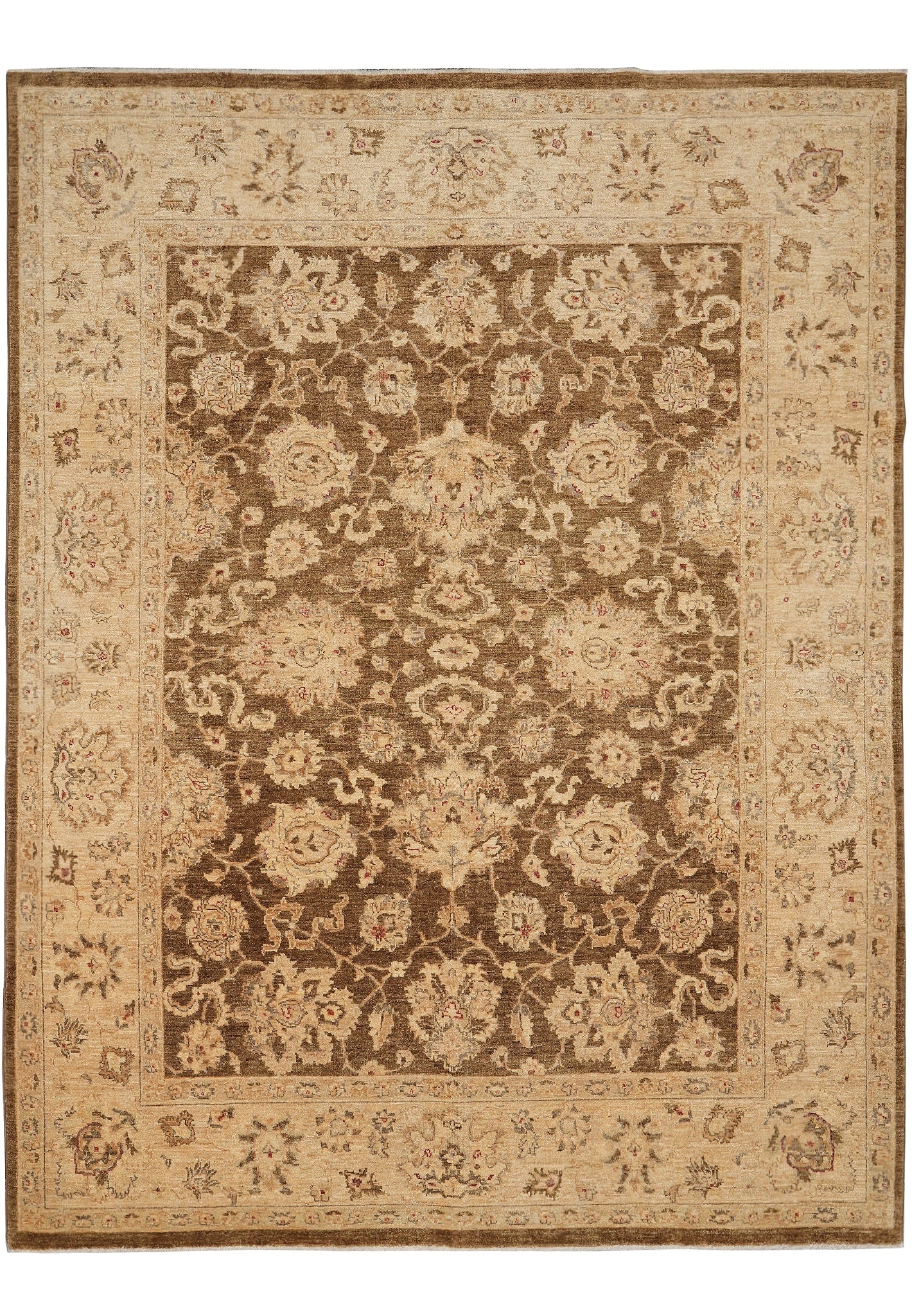 7.7 x 9.8 Olive Hand Knotted Wool Chobi Peshawar Rug: 7.7 x 9.8 Olive Hand Knotted Wool Chobi Peshawar Rug Free continental US Shipping Handmade Chobi Peshawar rug in a serene olive green palette, woven in the historic Peshawar region of Pakistan. It is 