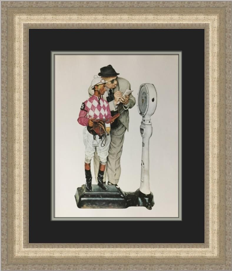 Norman Rockwell Weighing In Custom Framed Print 23x19 Americana Art: Norman Rockwell Weighing In Custom Framed Print 23x19 Americana Art This custom framed print titled 'Weighing In' by renowned artist Norman Rockwell captures the essence of Americana in a beautifully 