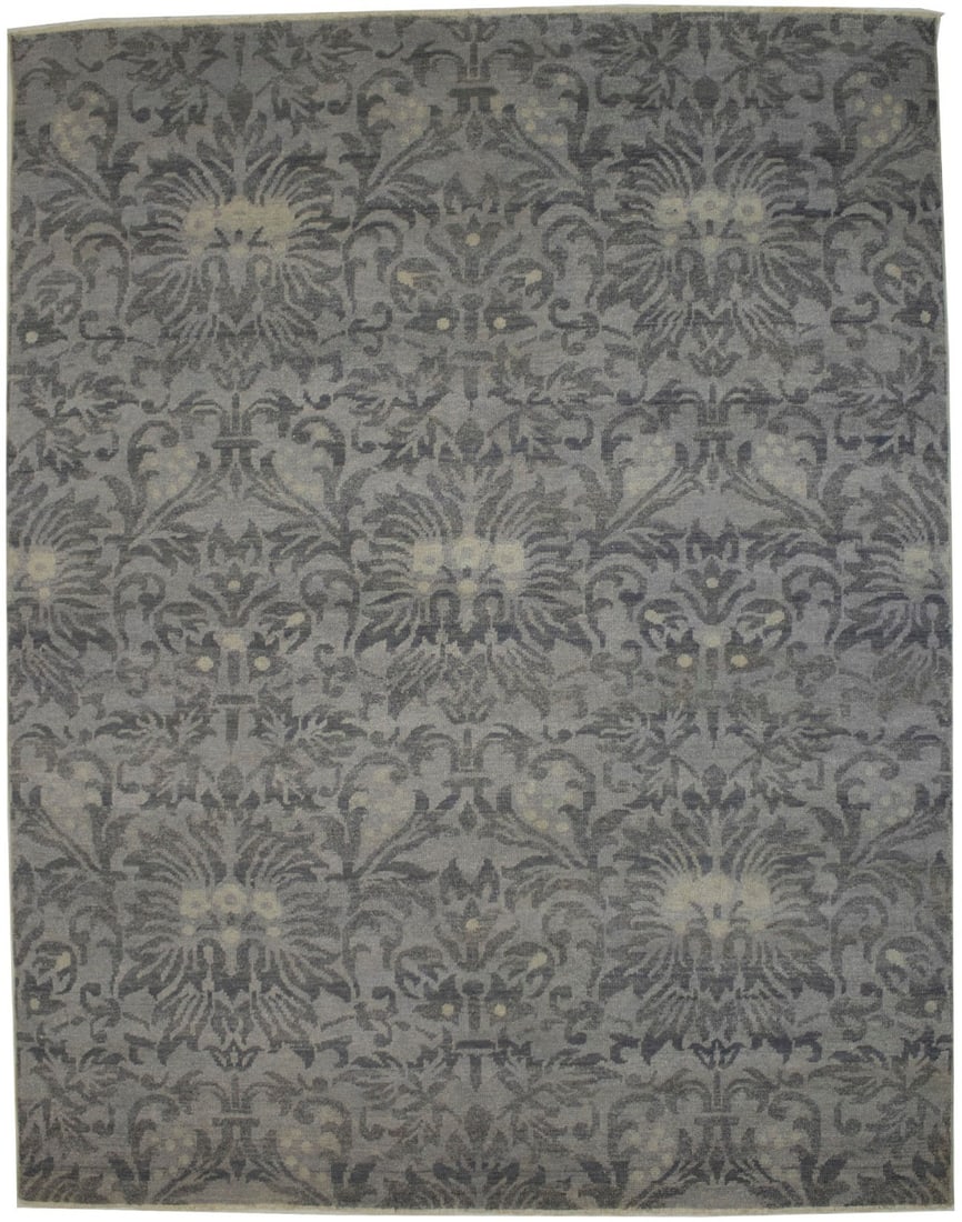 Modern Hand-Knotted Wool Area Rug 7'8 x 9'9 Rectangle Floral Pattern: Modern Hand-Knotted Wool Area Rug 7'8 x 9'9 Rectangle Floral Pattern This is a hand-knotted contemporary modern Oriental area rug designed for living, dining, or bedroom spaces. Crafted from wool, it 