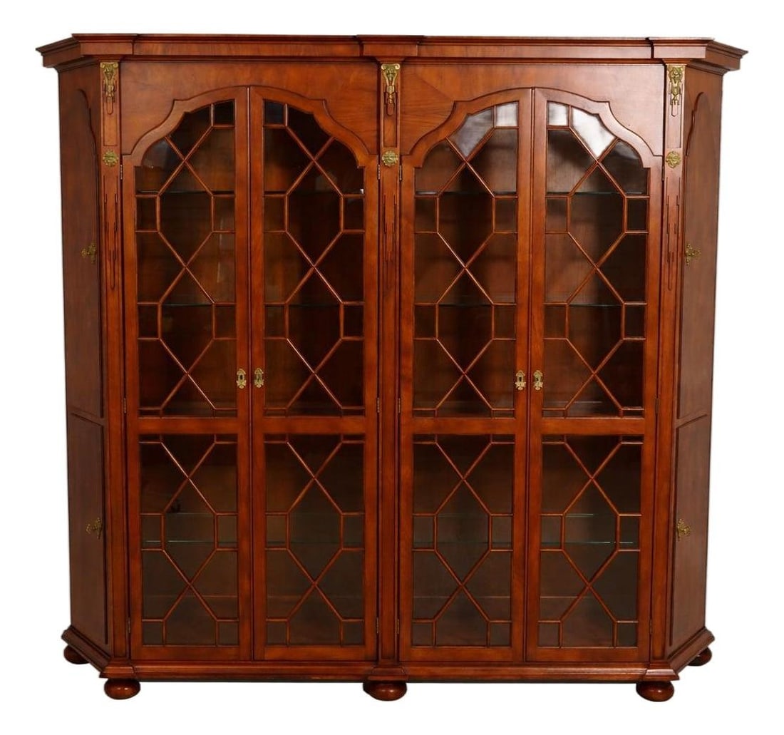 Georgian Influence Walnut Bookcase Cabinet With Adjustable Shelves and Ormolu Mounts (1 of 10)