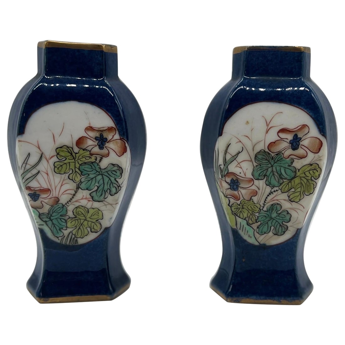 Set of 2 Miniature Qing Dynasty Cobalt Porcelain Urns (1 of 9)