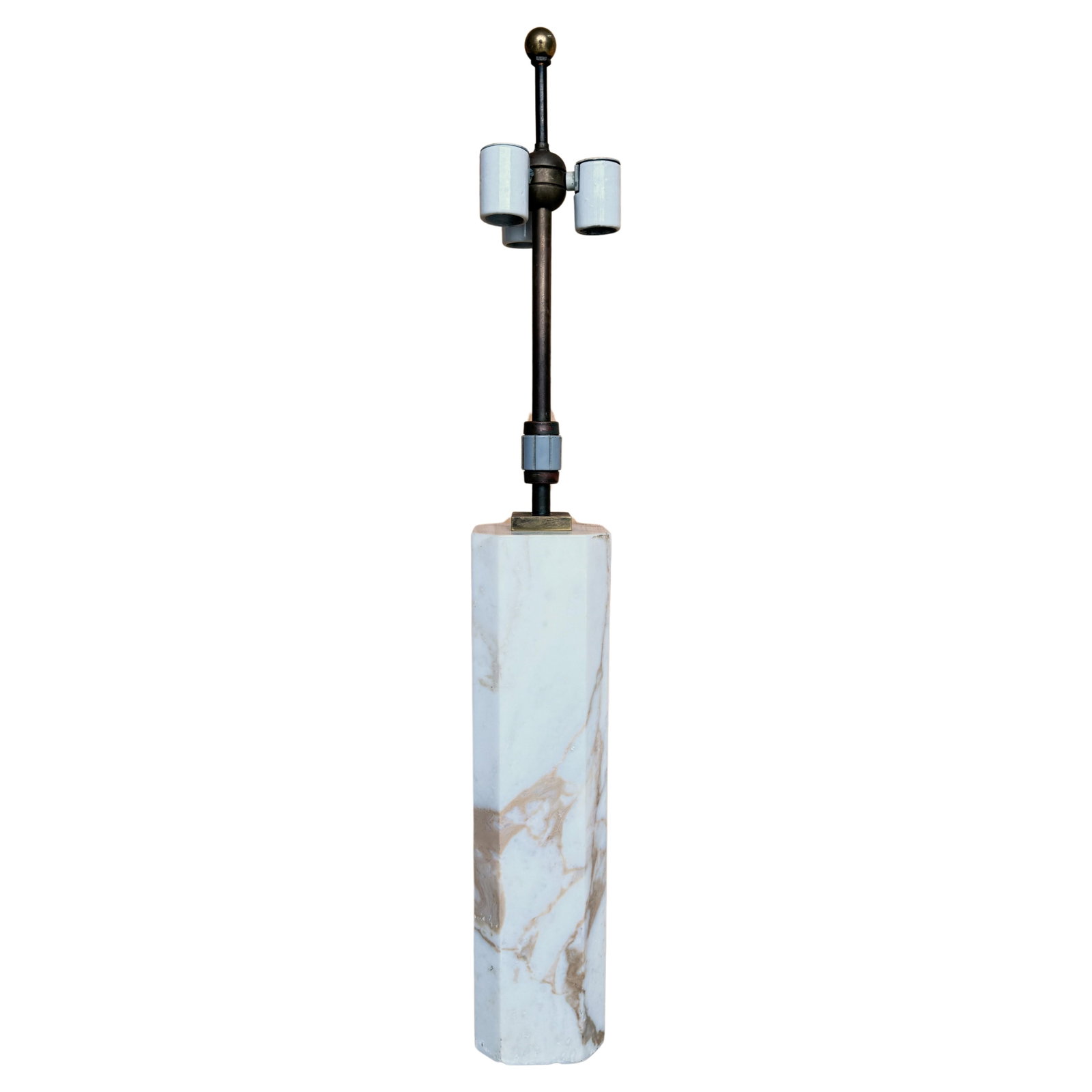 T.H. Robsjohn-Gibbings Large Marble Column Lamp All Original Fittings 1950s (1 of 8)