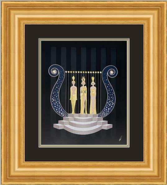 Erte Lyre Art Deco Framed Print 19 x 20.5 Reproduction (1 of 2)