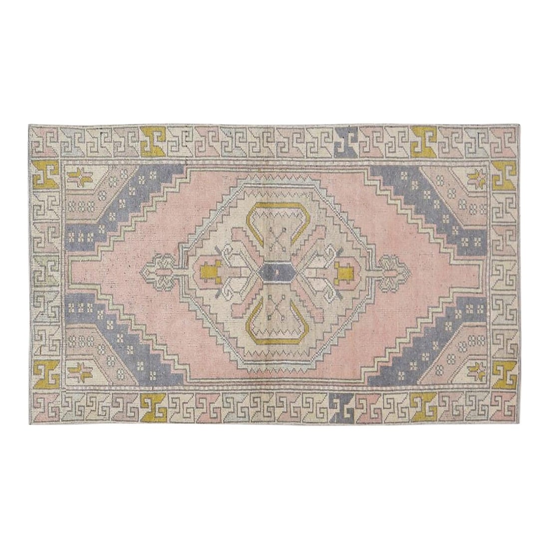 Anatolian Wool Rug Hand Knotted Turkish 3'7 x 6'2 Vintage: Anatolian Wool Rug Hand Knotted Turkish 3'7 x 6'2 Vintage This vintage Turkish Anatolian wool rug is hand-knotted using traditional techniques, blending timeless craftsmanship with a modern design app