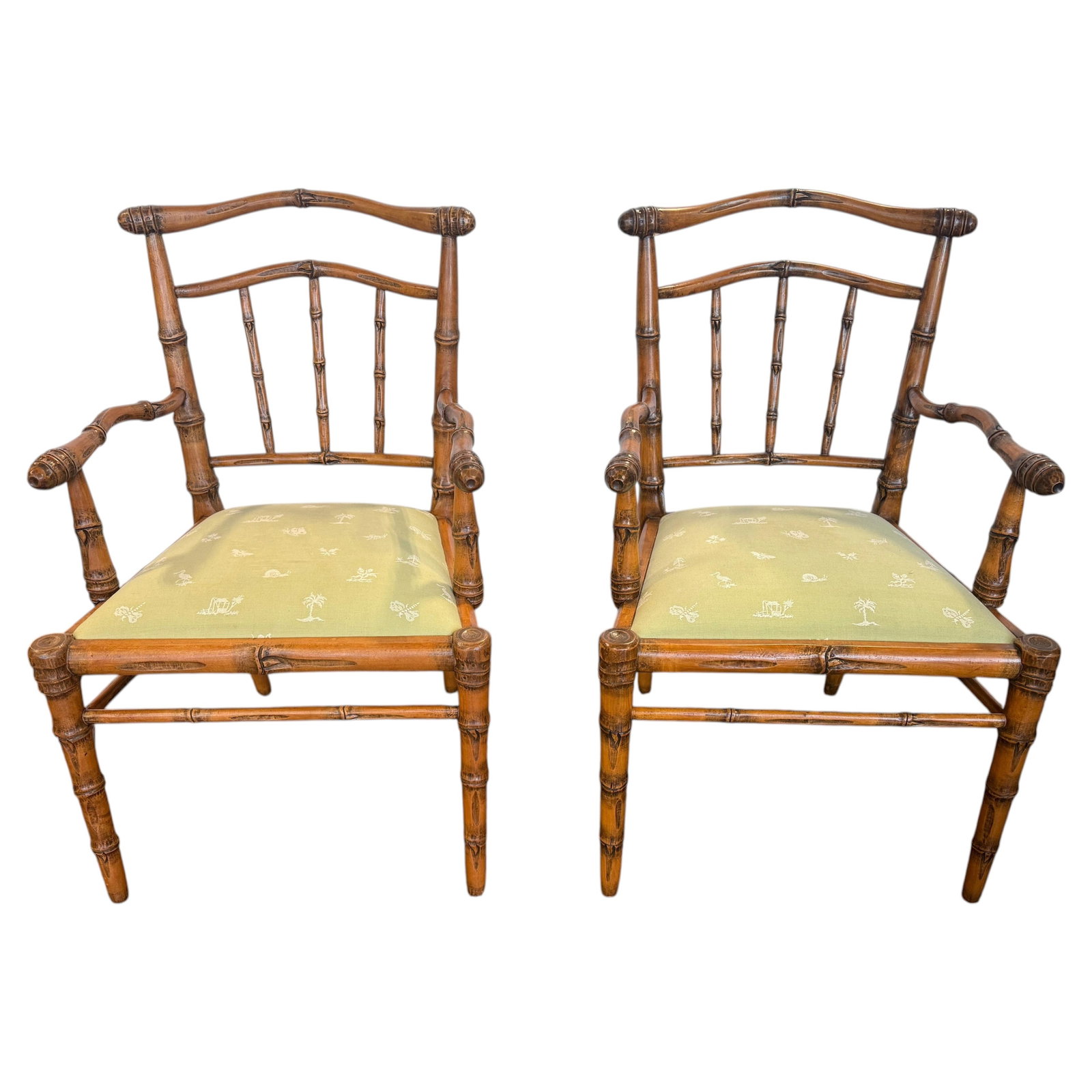 Set of 2 Faux Bamboo Armchairs by The Wicker Works (1 of 10)