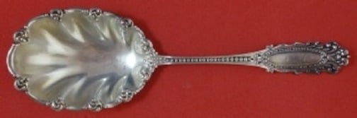 Watson Eugenie Sterling Silver Berry Spoon 9 1/4 in: Watson Eugenie Sterling Silver Berry Spoon 9 1/4 in Sterling silver berry spoon in the Eugenie pattern by Watson. This flatware piece measures 9 1/4 inches and is monogrammed, with monos varying. It i