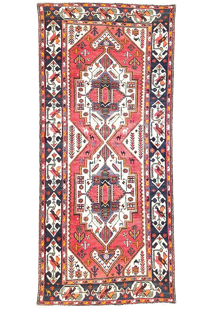 5' x 10' Salmon Semi-Antique Hamadan Runner Handmade Wool Rug (1 of 6)