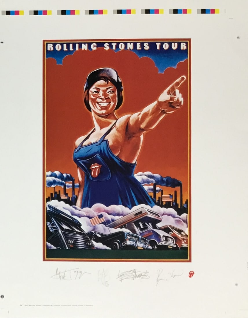 Rolling Stones 1978 Tour Lithograph Facsimile Signed by Band Members (1 of 3)