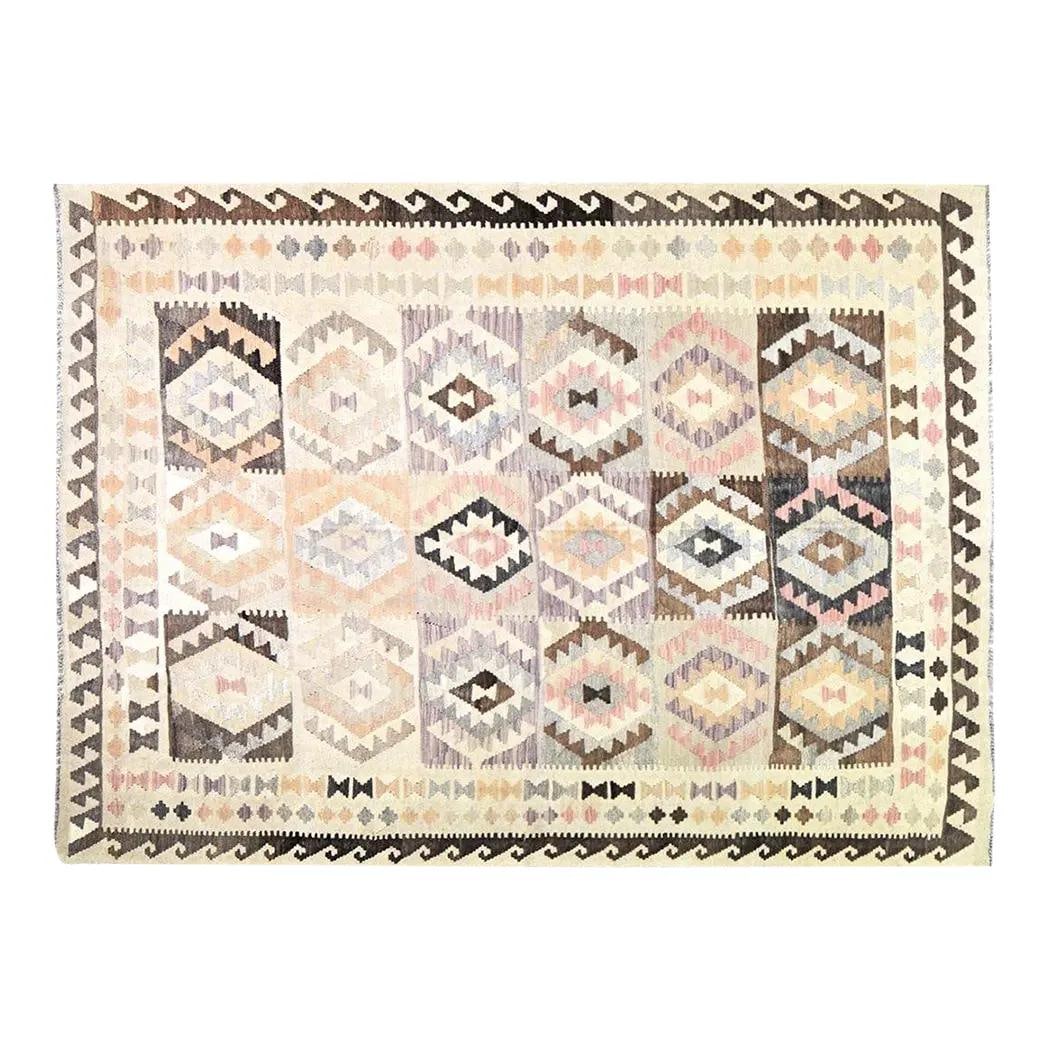 6'x8' Wool Flatweave Rug Maimana Kilim Afghan Tan: 6'x8' Wool Flatweave Rug Maimana Kilim Afghan Tan This Afghan Maimana flatweave kilim rug is crafted from wool using traditional techniques, offering a blend of classic artistry and modern design. Its