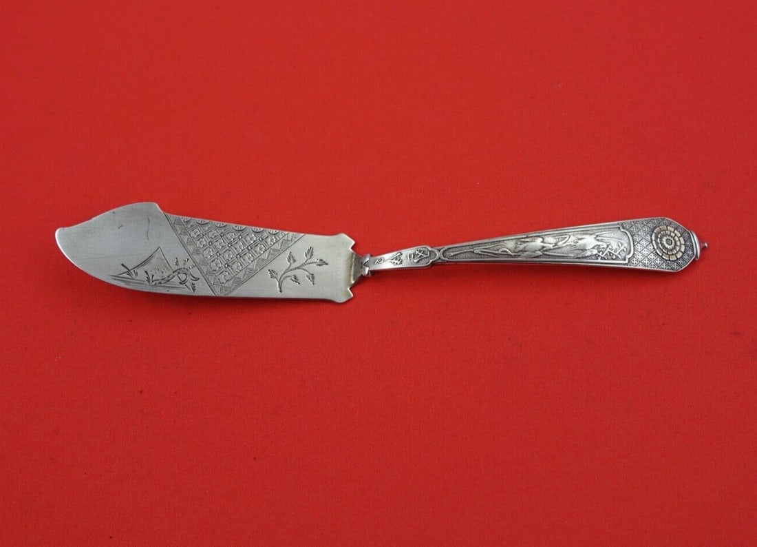 Gorham Japanese Sterling Silver Master Butter Knife 7 inch Brite-Cut Mount Fuji (1 of 2)