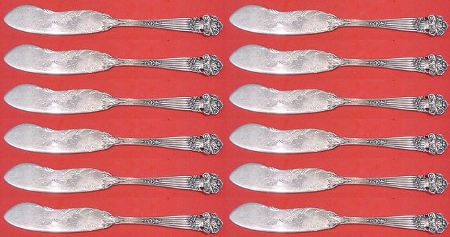 Towle Georgian Sterling Silver Butter Spreader Set 12pc Flat Handle (1 of 1)