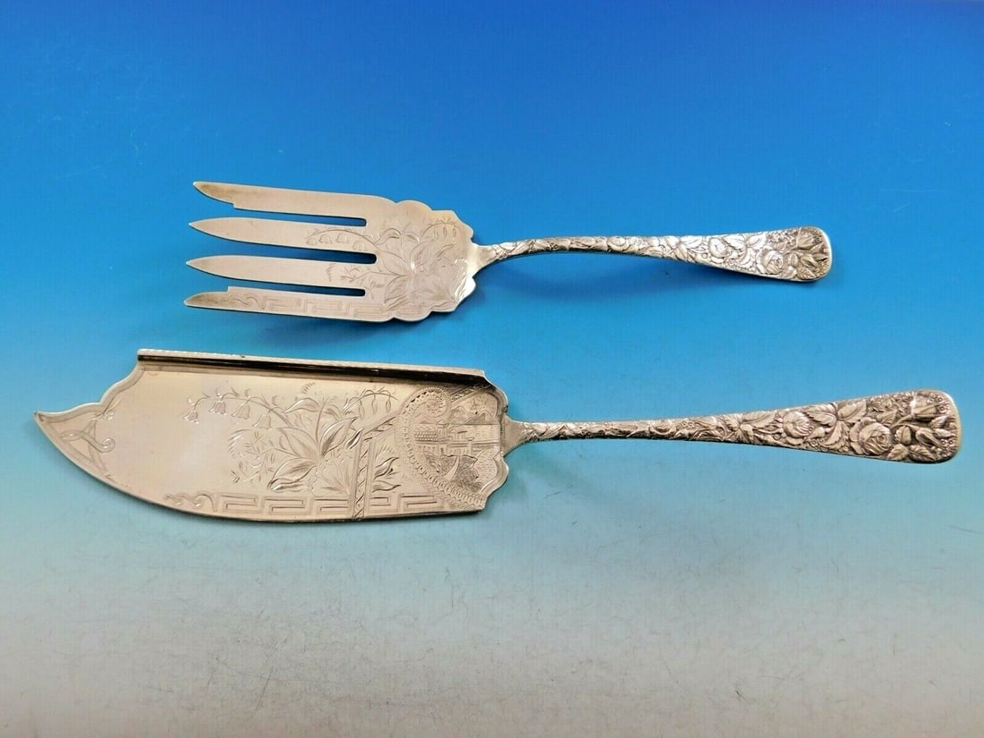 Towle Arlington Sterling Silver Fish Serving Set 2 Pieces with Japanese Castle Design (1 of 8)
