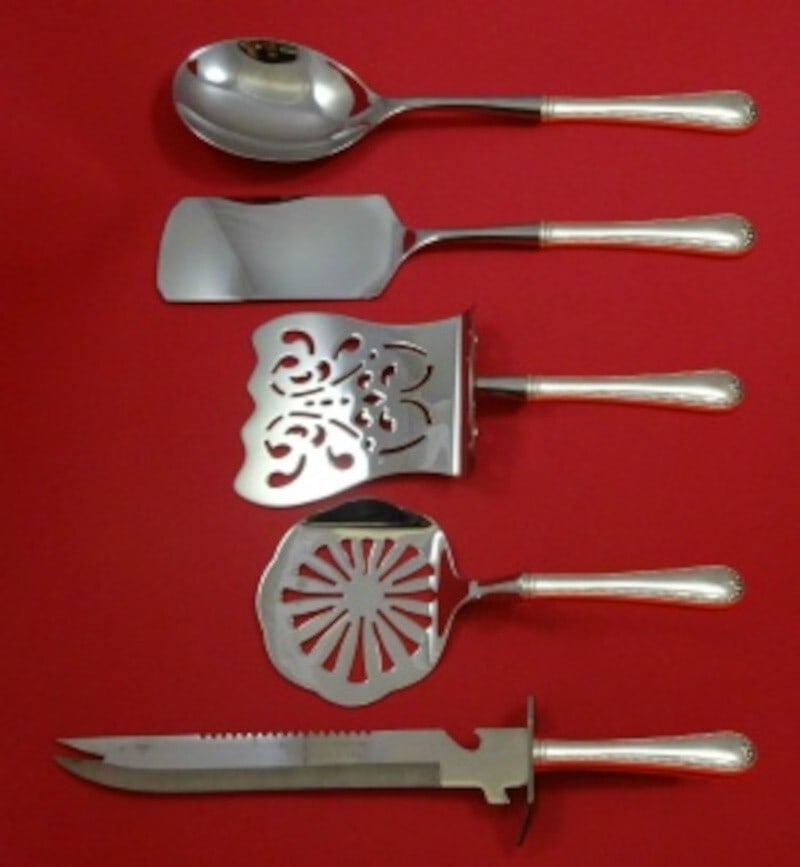 Gorham Newcastle Sterling Silver 5pc Brunch Hostess Set Custom Made: Gorham Newcastle Sterling Silver 5pc Brunch Hostess Set Custom Made Elevate your brunch gatherings with the Newcastle by Gorham Sterling Silver Brunch Serving Set. This exquisite 5-piece hostess set f