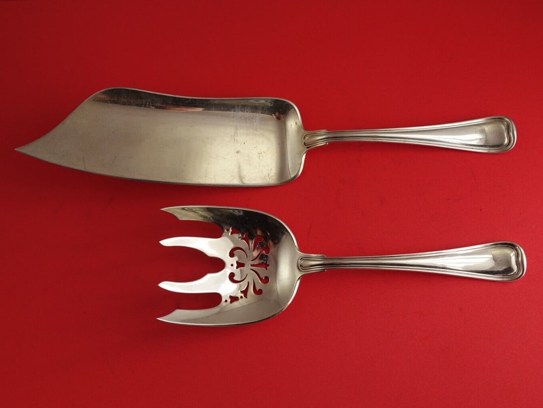 Gorham Old French Sterling Silver Fish Serving Set 2pc Unusual Design (1 of 3)