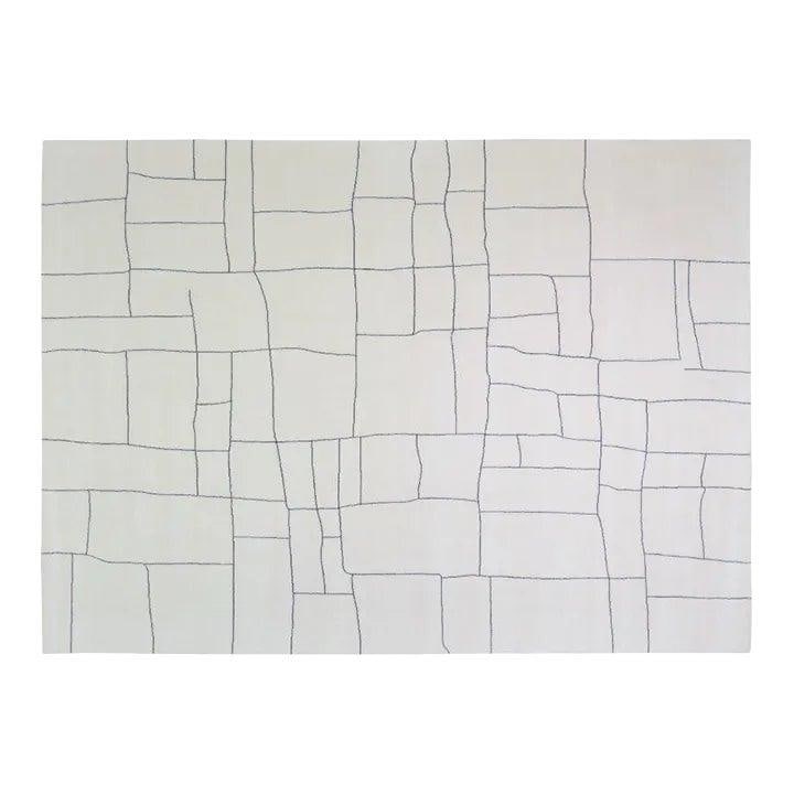 8'1 x 10' Abstract Wool Azilal Rug Hand Knotted Moroccan: 8'1 x 10' Abstract Wool Azilal Rug Hand Knotted Moroccan This Moroccan Azilal hand knotted wool rug features an abstract design in white. It is crafted from wool and offers a unique, artisanal touch t