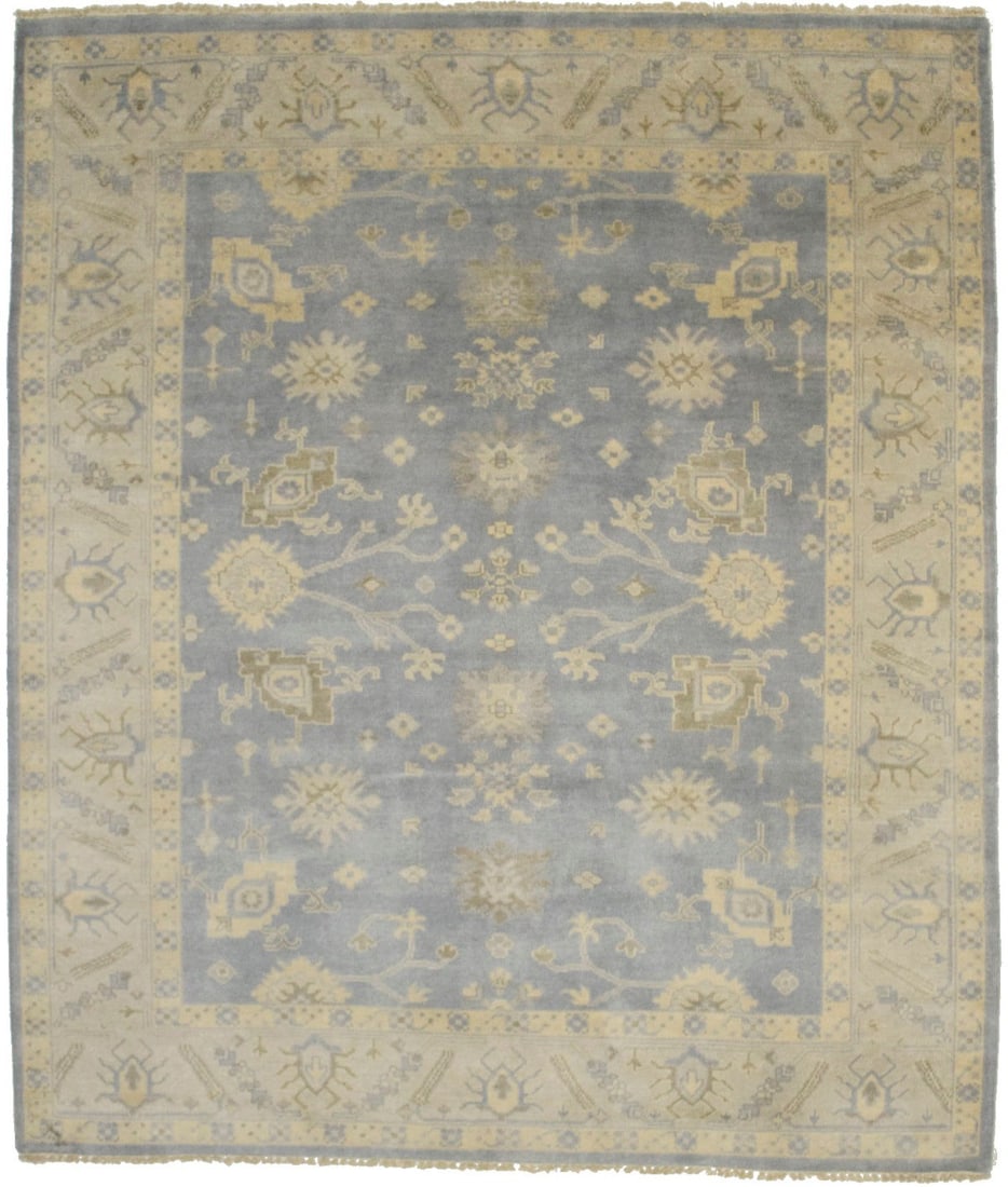 Handmade Oushak 8'2 x 9'7 Floral Area Rug Wool Eco-Friendly: Handmade Oushak 8'2 x 9'7 Floral Area Rug Wool Eco-Friendly Enhance your home decor with this exquisite 8'2" x 9'7" Handmade Oushak Oriental Area Rug, featuring a classic floral pattern in a subtle pa