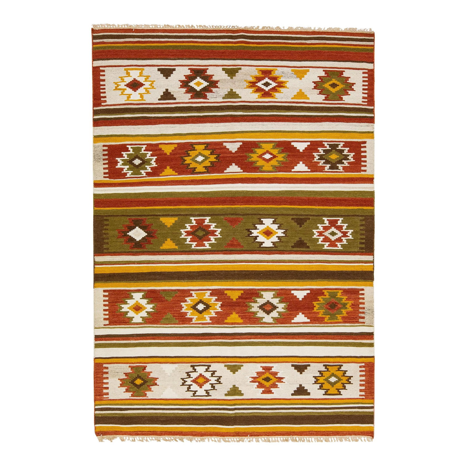 Modern Kilim Handmade Wool Rug Multicolor Geometric Design 5'5 x 7'11: Modern Kilim Handmade Wool Rug Multicolor Geometric Design 5'5 x 7'11 Enhance your living space with this stunning Modern Kilim handmade wool rug featuring a vibrant multicolor geometric design. Measu