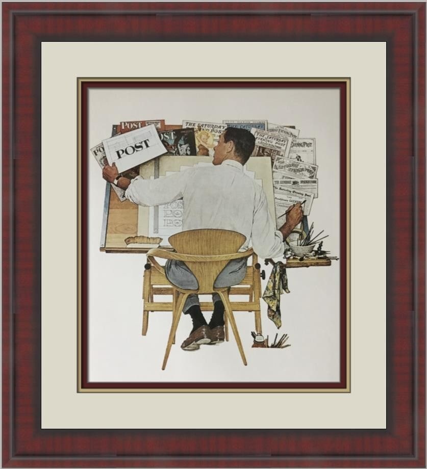 Norman Rockwell New Logo Custom Framed Print 1979 Americana: Norman Rockwell New Logo Custom Framed Print 1979 Americana This stunning custom framed print features the iconic artwork "New Logo" by renowned artist Norman Rockwell. Produced in 1979, this medium-s