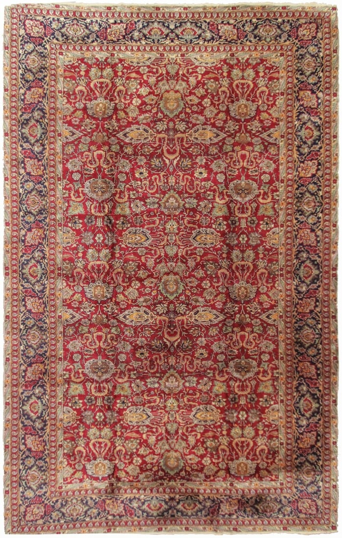 Hand Knotted Antique Agra Wool Geometric Red Rug 11 x 19 6 (1 of 9)