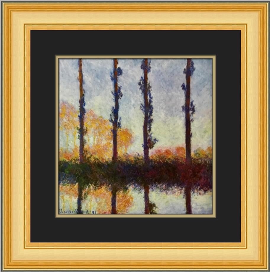 Claude Monet The Poplars Custom Framed Print 19x19 Landscape Impressionism: Claude Monet The Poplars Custom Framed Print 19x19 Landscape Impressionism This stunning custom framed print features Claude Monet's iconic piece, "The Poplars." Measuring 19 in x 19 in, this medium-s