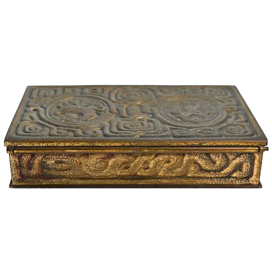 Tiffany Studios Zodiac Gilt Bronze Stamp Box (1 of 5)