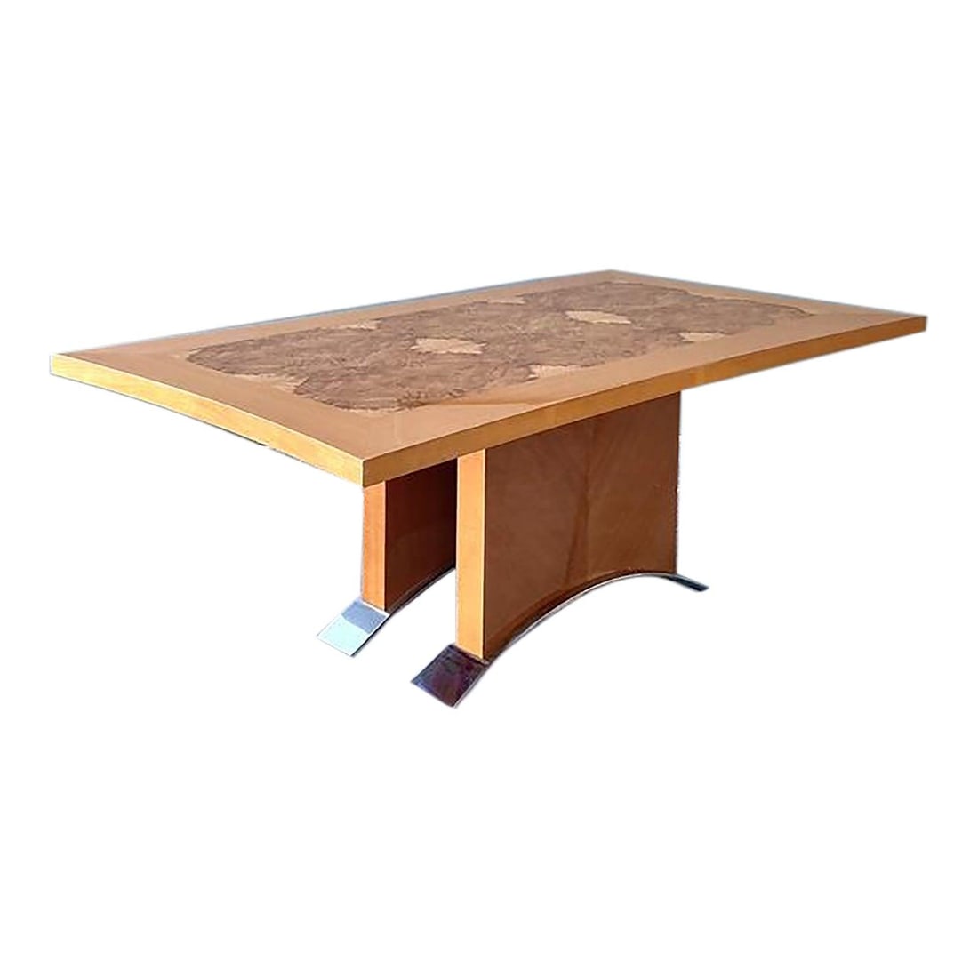 Italian Burl Wood Chrome Extendable Dining Table (1 of 10)