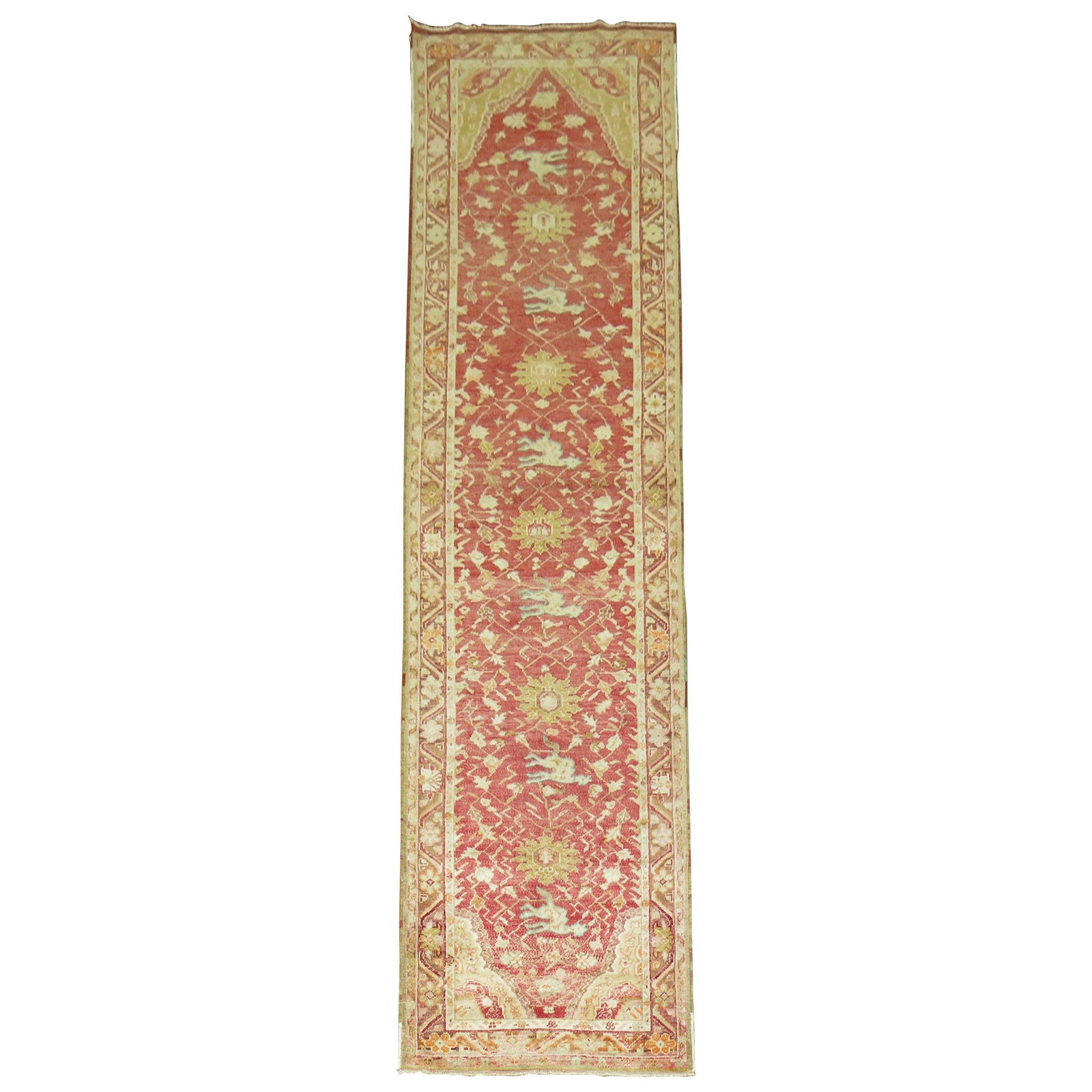 Vintage Georgian Red Turkish Animal Pictorial Runner 36 x 137 Wool Hand-Woven (1 of 7)
