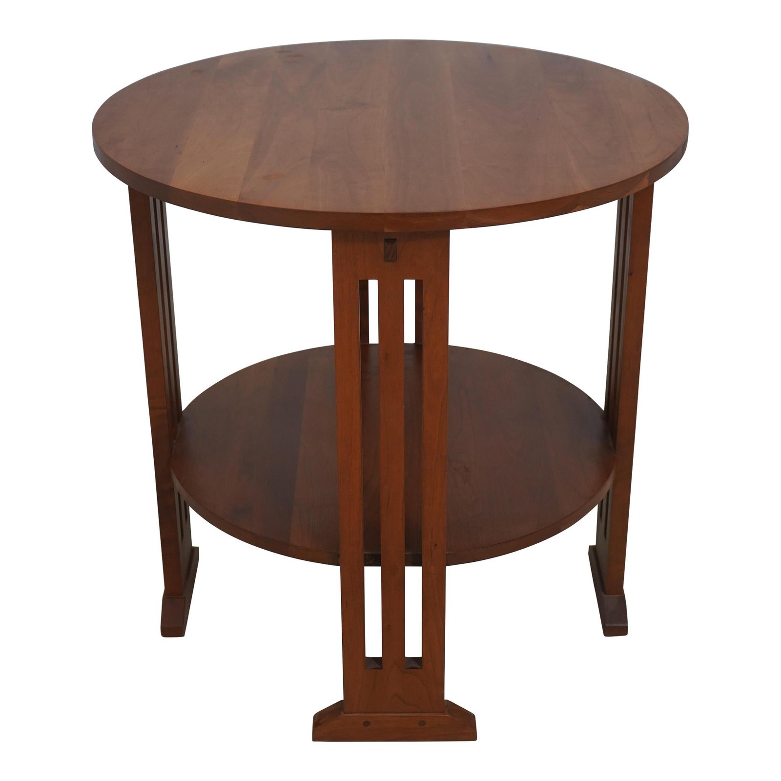 Stickley Round Cherry Lamp Table Arts & Crafts Style Solid Wood: Stickley Round Cherry Lamp Table Arts & Crafts Style Solid Wood This Stickley Round Cherry Arts & Crafts Lamp Table is a stunning example of modern Arts & Crafts design, combining high-quality solid c
