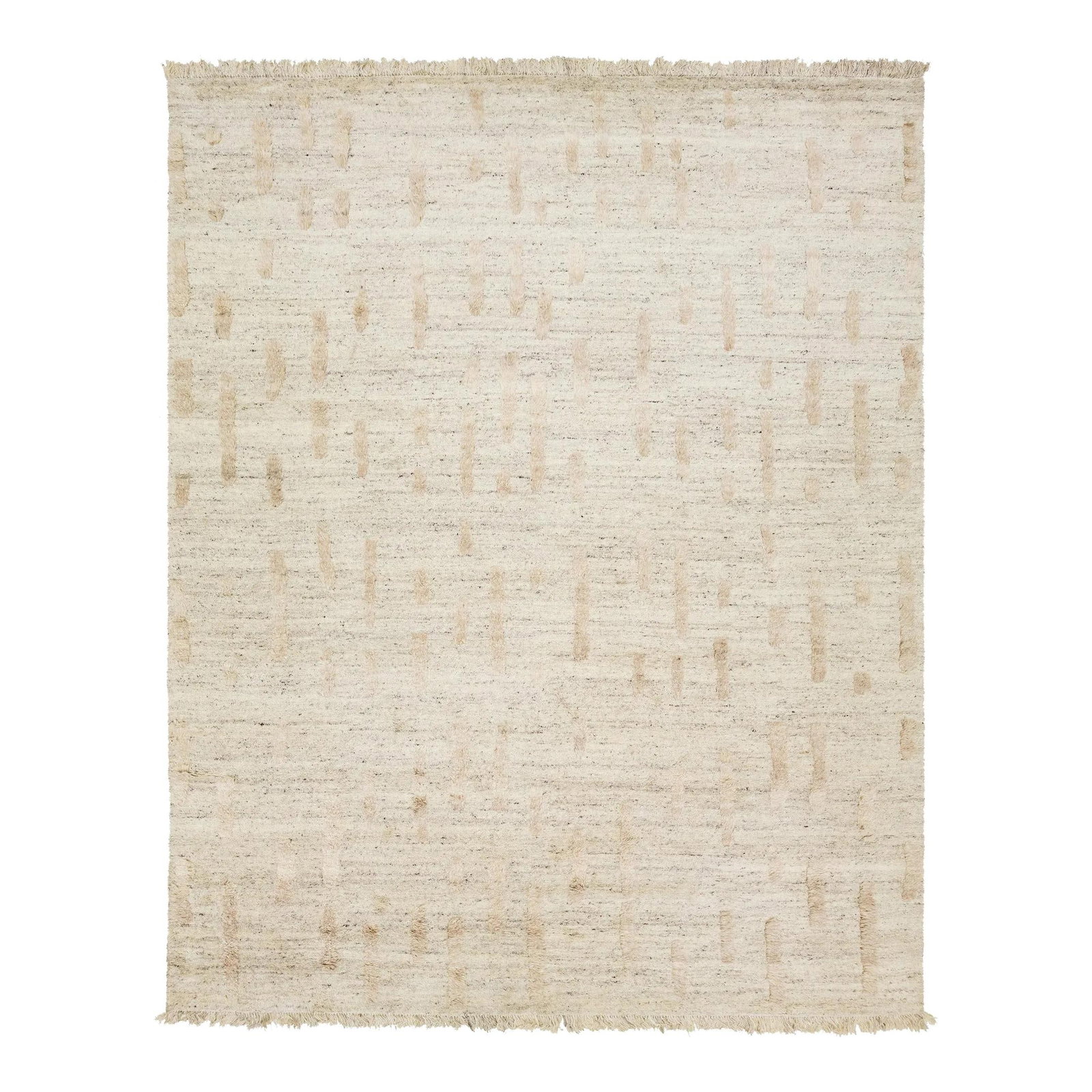 Modern Moroccan Wool Rug 12' x 14'11" Beige Hand-Knotted: Modern Moroccan Wool Rug 12' x 14'11" Beige Hand-Knotted Enhance your living space with this exquisite hand-knotted organic Moroccan wool rug. Featuring a beautiful beige background adorned with geome