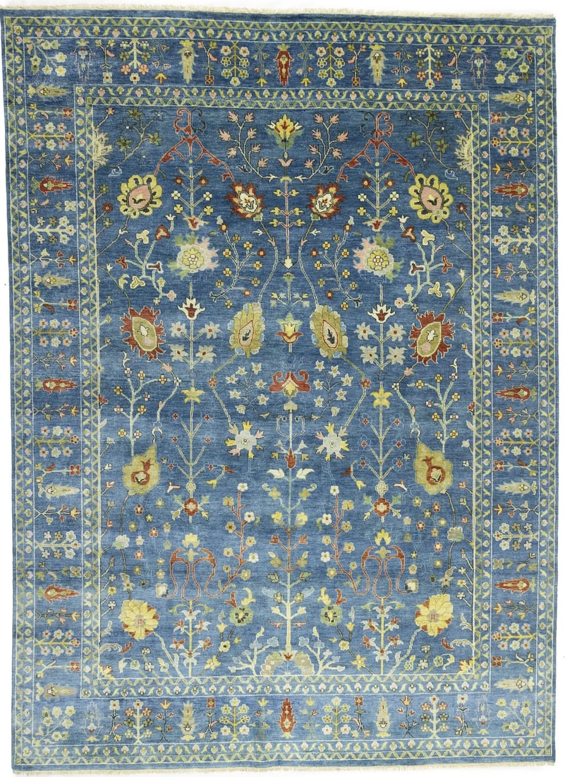 Hand-Knotted Blue Chobi Oriental Rug Tree of Life Floral 8'9 x 11'11: Hand-Knotted Blue Chobi Oriental Rug Tree of Life Floral 8'9 x 11'11 Enhance your home decor with this exquisite Hand-Knotted Blue Chobi Oriental Rug, featuring a stunning Tree of Life floral design. 