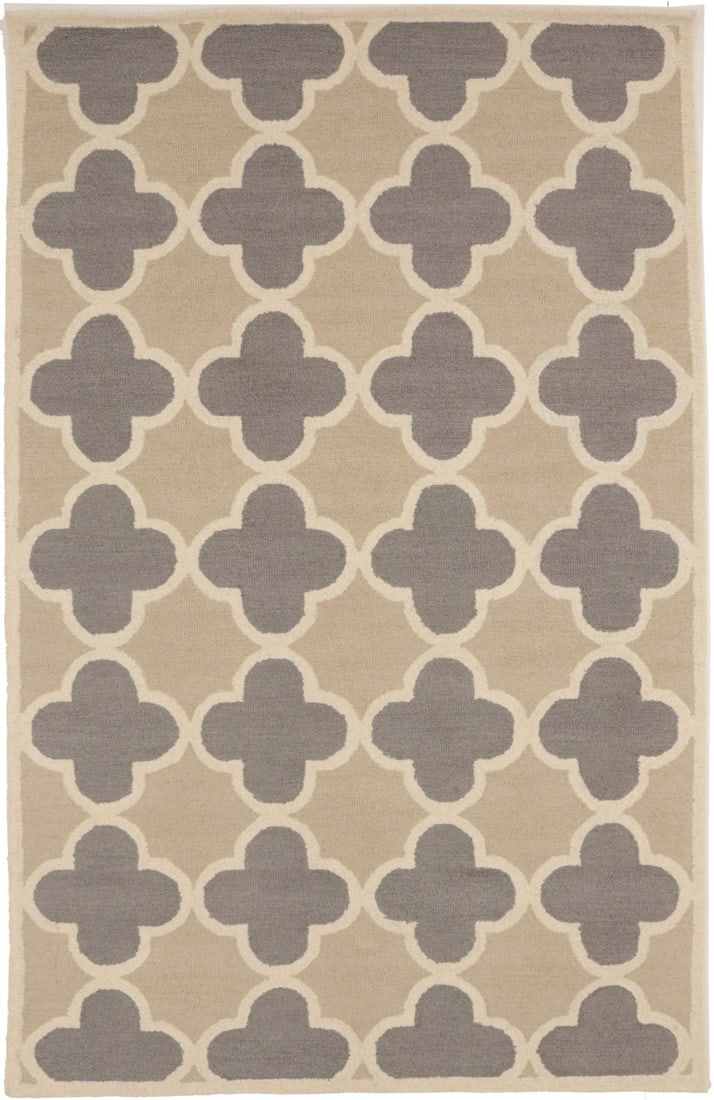Modern 5x8 Hand-Tufted Wool Trellis Area Rug Cream Beige: Modern 5x8 Hand-Tufted Wool Trellis Area Rug Cream Beige Enhance your living space with this beautifully crafted 5x8 modern hand-tufted wool rug featuring a trellis pattern. The rug, made in India, sh