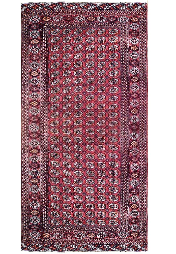 Handmade 8.6 x 16.7 Afghan Bokhara Rug in Red Wool (1 of 6)
