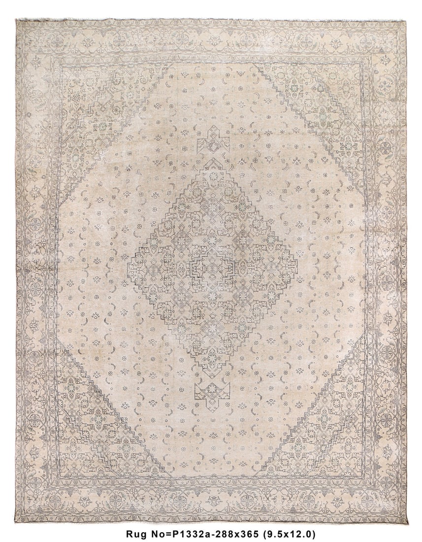 Vintage Persian Tabriz Rug 9.5 x 11.2 Hand-Knotted Wool Gray Floral Design: Vintage Persian Tabriz Rug 9.5 x 11.2 Hand-Knotted Wool Gray Floral Design Free continental US Shipping Enhance your interior with this exquisite Vintage Persian Hand-Knotted Tabriz Rug, measuring 9.5