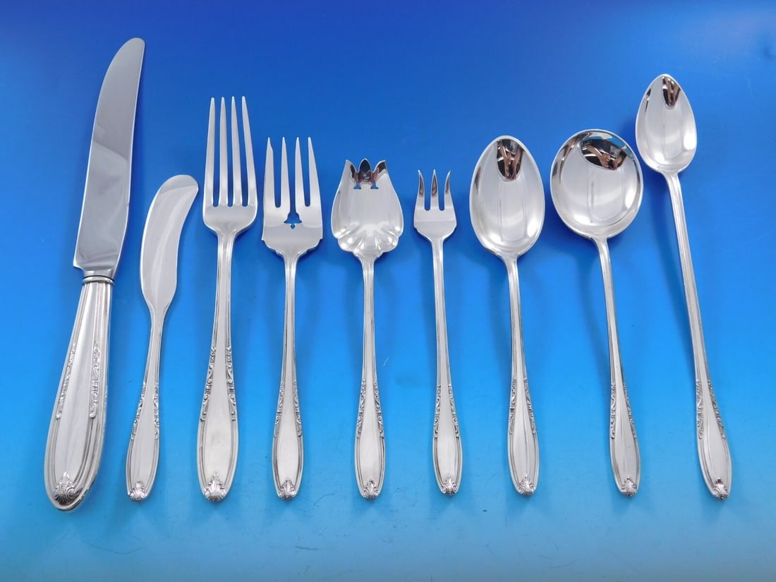 84 Piece Sterling Silver Flatware Service for 8 Leonore by Manchester (1 of 10)