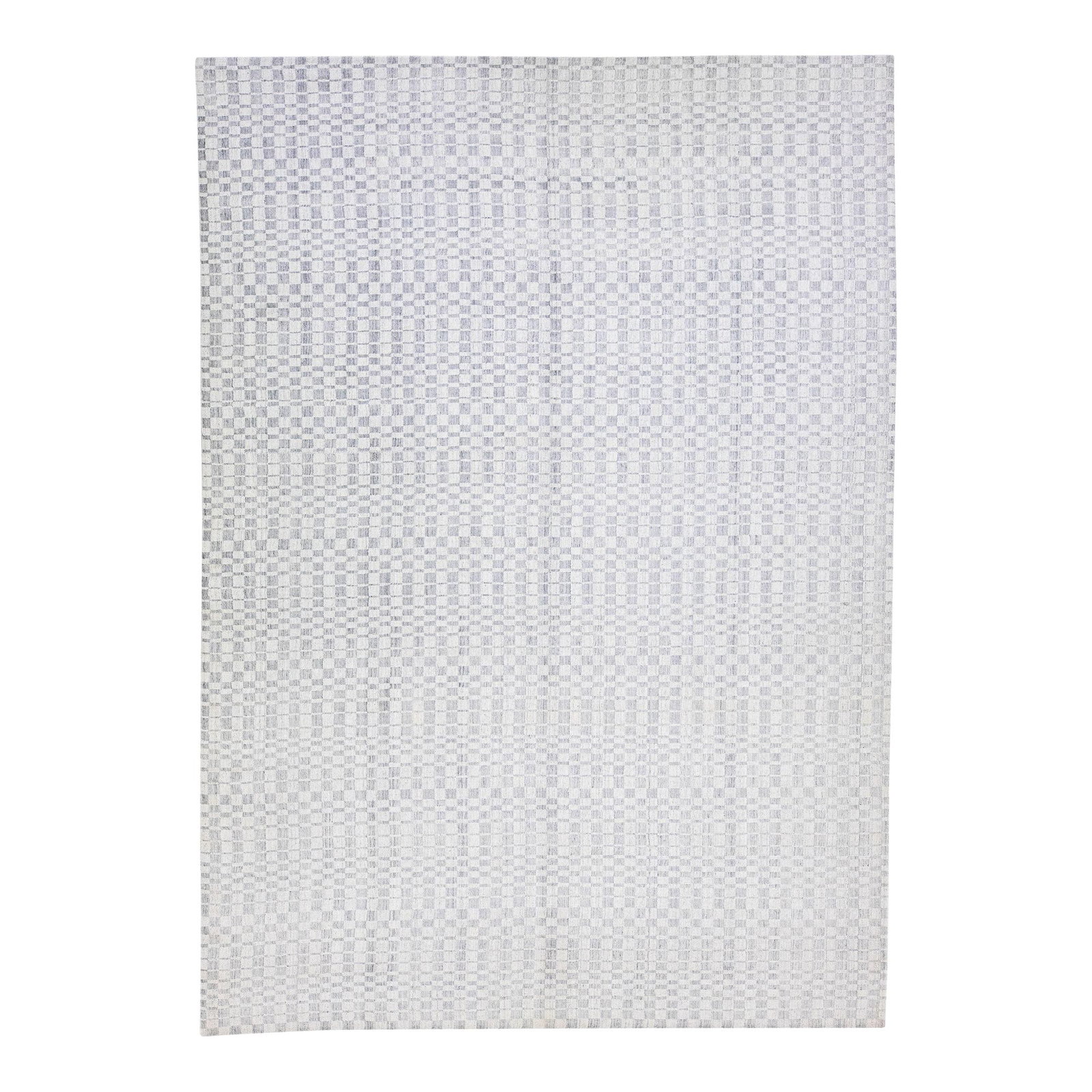 Modern Gray Seamless Wool Silk Rug 9'11 x 13'11: Modern Gray Seamless Wool Silk Rug 9'11 x 13'11 Enhance your living space with this stunning modern rug crafted from luxurious wool and silk. Featuring a seamless geometric design set against a gray f