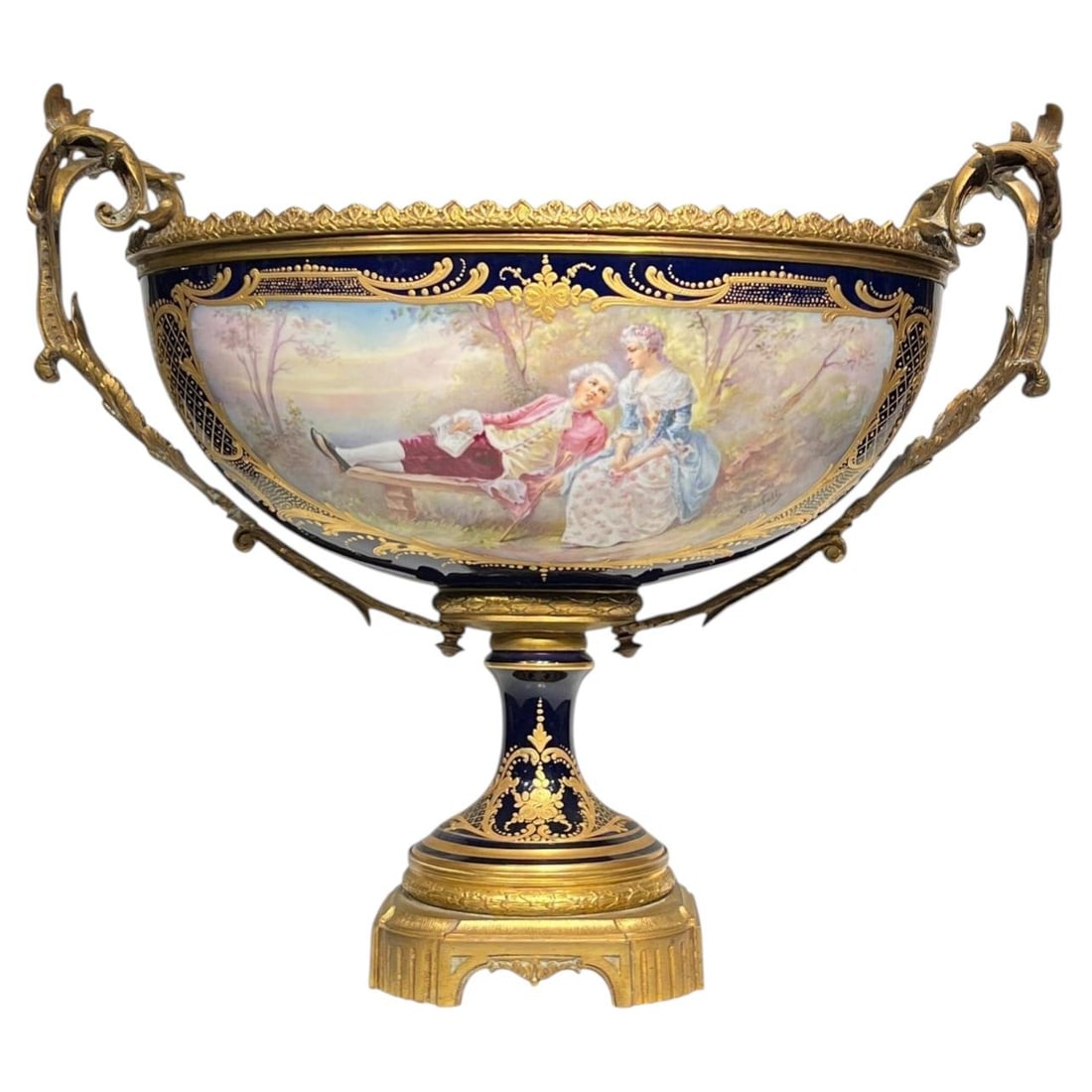 Louis XV Style Sevres Porcelain Gilt Bronze Centerpiece Bowl (1 of 12)