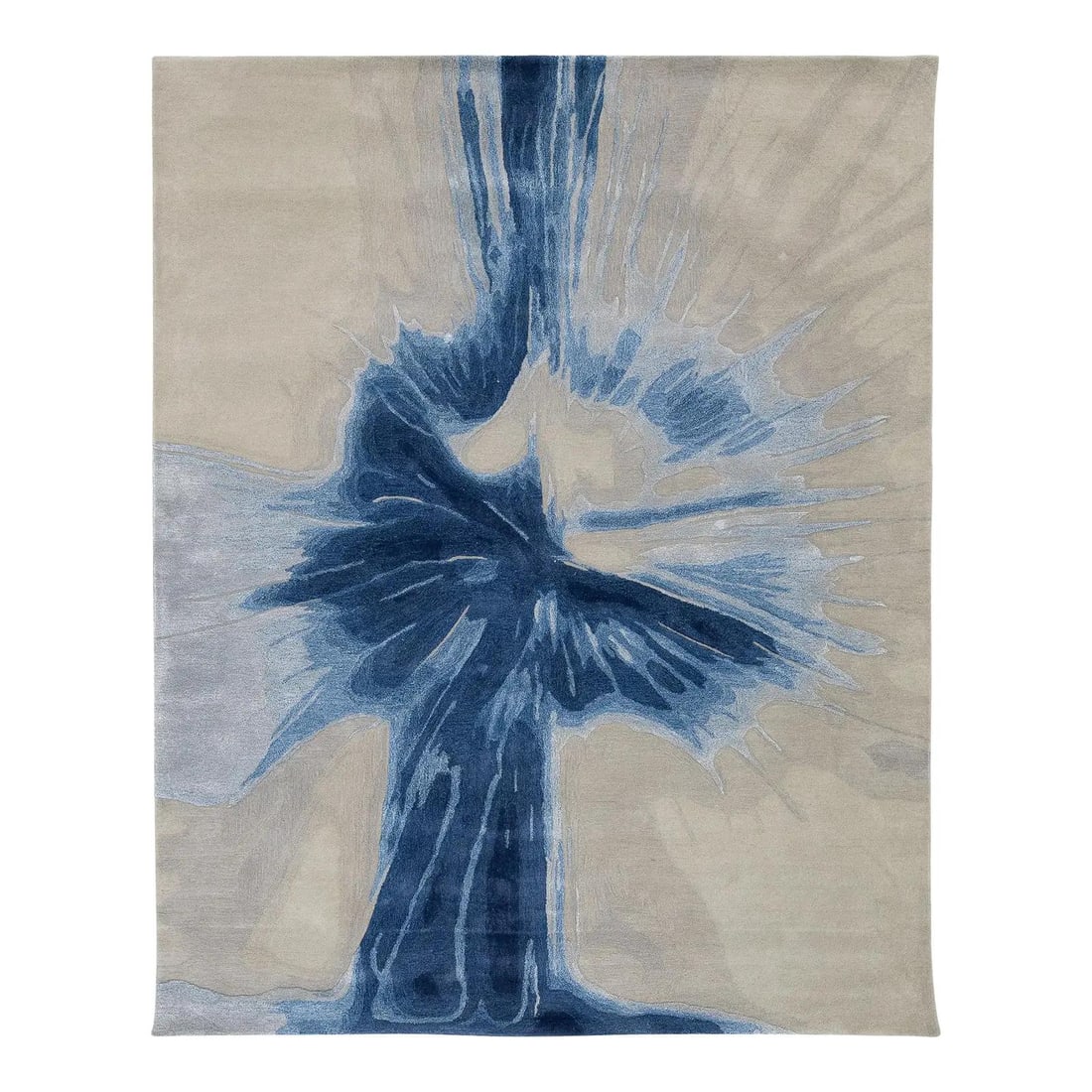 8' x 10' Hand-Tufted Wool Viscose Rug in Grey and Navy: 8' x 10' Hand-Tufted Wool Viscose Rug in Grey and Navy Hand-tufted area rug with a modern abstract "Blue Splash" design in grey and navy. Made from wool and viscose, it has a plush texture and durable