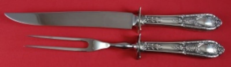 International Sterling Silver Fontaine Carving Set 2pc Knife Fork: International Sterling Silver Fontaine Carving Set 2pc Knife Fork Elevate your dining experience with this exquisite 2-piece steak carving set from the Fontaine pattern by International. Crafted from 