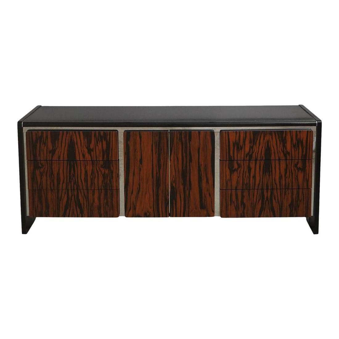 Milo Baughman Ebony Chrome Dresser with Mirror (1 of 10)