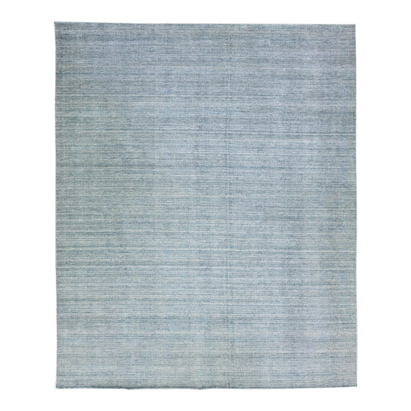 Handmade Blue Bamboo Silk Oversize Rug 12 x 15: Handmade Blue Bamboo Silk Oversize Rug 12 x 15 Discover the exquisite craftsmanship of this blue handmade rug, expertly woven from a luxurious blend of bamboo and silk. Featuring a solid all-over desi