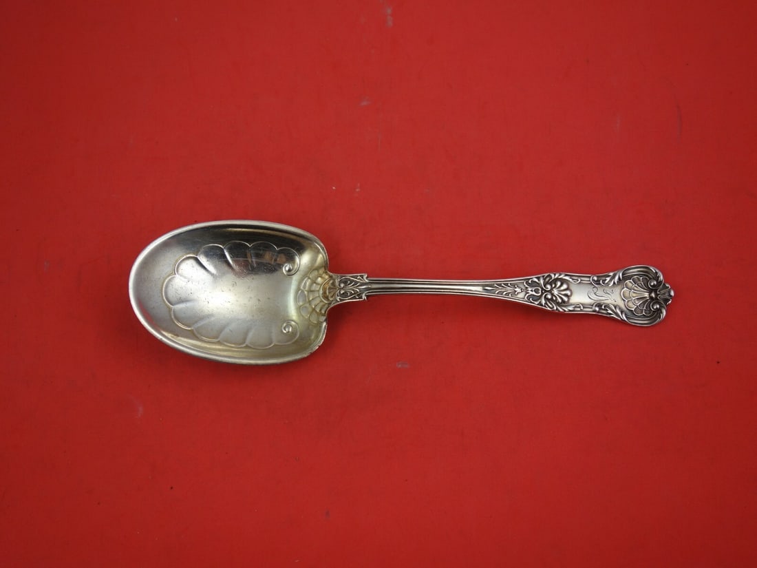 Gorham King George Sterling Silver Berry Spoon 8 7/8" Monogrammed: Gorham King George Sterling Silver Berry Spoon 8 7/8" Monogrammed This exquisite berry spoon measures 8 7/8" and features the elegant King George pattern by Gorham. Crafted from high-quality sterling 