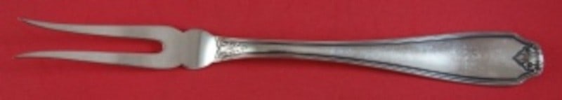 Buccellati Piedmont Sterling Silver Serving Fork 10 1/2 2 Tine: Buccellati Piedmont Sterling Silver Serving Fork 10 1/2 2 Tine A Buccellati Piedmont sterling silver serving fork with a 2-tine design. Made in Italy, this pre-owned piece is not monogrammed and is in