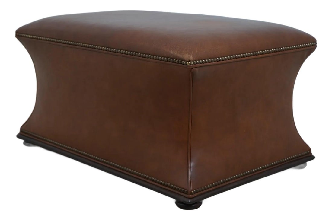 Hickory Chair Charles Hassock Brown Leather Ottoman Mahogany Frame: Hickory Chair Charles Hassock Brown Leather Ottoman Mahogany Frame This elegant Hickory Chair Charles Hassock Leather Ottoman features a sturdy mahogany frame, ensuring high-quality construction and d