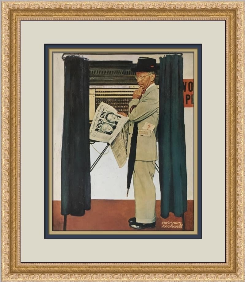 Norman Rockwell Which One 1979 Custom Framed Print Americana Art: Norman Rockwell Which One 1979 Custom Framed Print Americana Art This stunning custom framed print titled "Which One" by renowned artist Norman Rockwell captures the essence of Americana art. Produced
